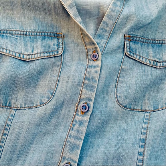 ECRU Denim Fitted Collar Shirt in Light Blue Was - Picture 4 of 6